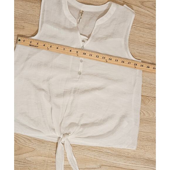 PerSeption Concept Sleeveless Blouse Tie Front  White Top Womens Size Small - Picture 5 of 7